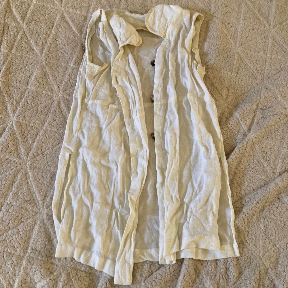 White Fringe Vest Button Up